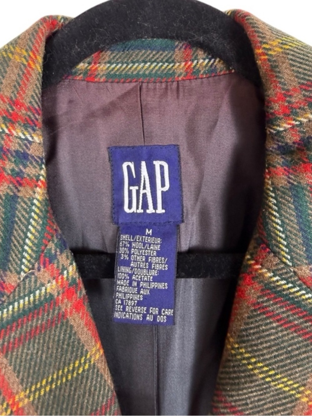 VTG Gap Blazer Women's Wool Tartan Plaid Preppy 90s Academia Y2K Medium